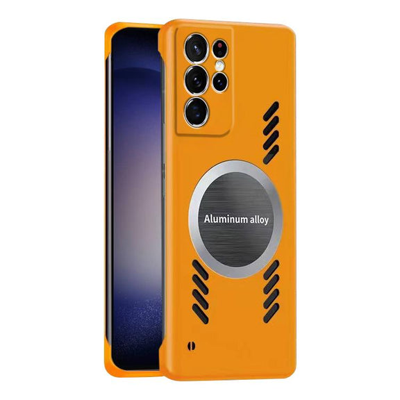 For Samsung Galaxy S23 Ultra 5G All-inclusive Lens Frameless Graphene Cooling Phone Case(Orange)