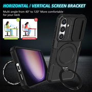 For Samsung Galaxy S25+ 5G Sliding Camshield MagSafe Holder TPU Hybrid PC Phone Case(Black)
