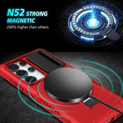 For Samsung Galaxy S25 Ultra 5G Sliding Camshield MagSafe Holder TPU Hybrid PC Phone Case(Red)