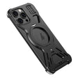 For iPhone 16 Pro Armor 360 Holder Frameless Alloy MagSafe Phone Case(Black) - iPhone 16 Pro Cases by PMc TechLife | Online Shopping South Africa | PMc TechLife | Buy Now Pay Later Mobicred