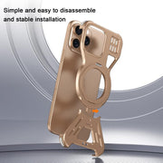 For iPhone 15 Armor 360 Holder Frameless Alloy MagSafe Phone Case(Space Gray)