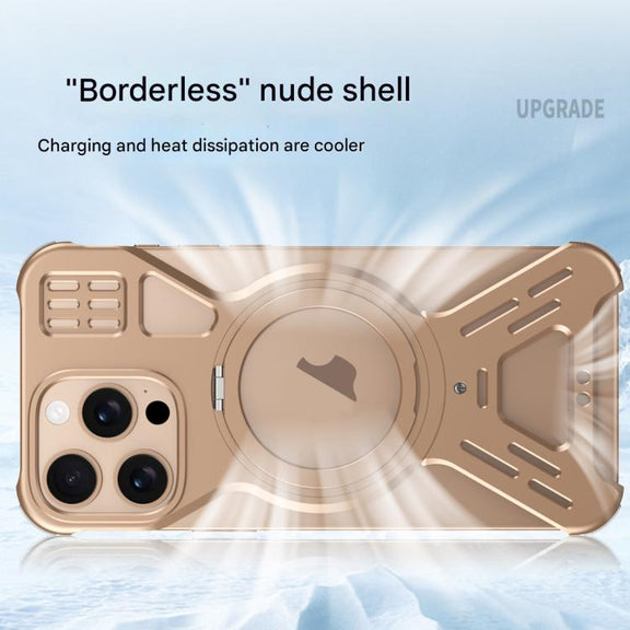 For iPhone 15 Pro Max Armor 360 Holder Frameless Alloy MagSafe Phone Case(Space Gray)