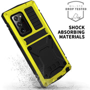 For Samsung Galaxy Note 20 Ultra R-JUST Shockproof Water-resistant Dust-proof Metal + Silicone Protective Case with Holder(Yellow)