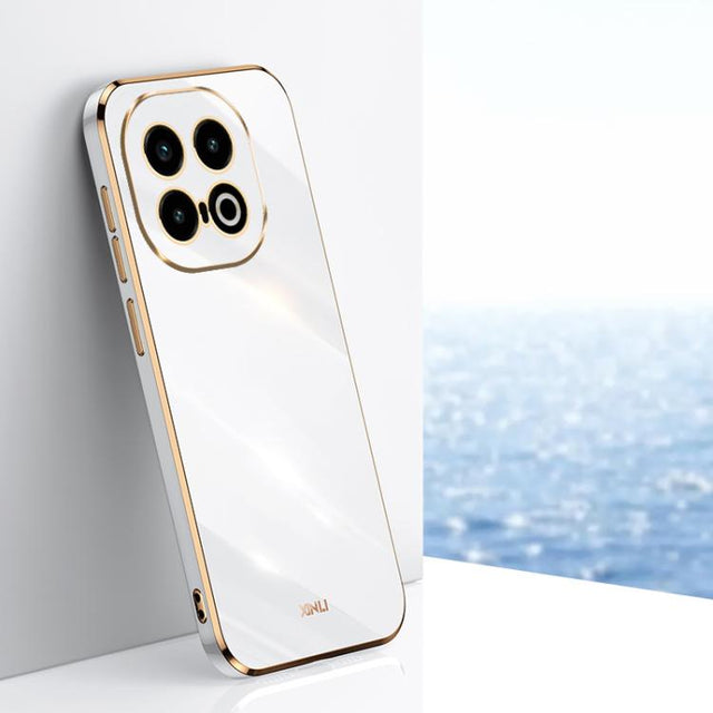 For vivo iQOO 13 XINLI Straight 6D Plating Gold Edge TPU Phone Case(White)