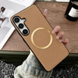 For Samsung Galaxy S25 5G CD Magsafe Magnetic Litchi Texture Phone Case(Khaki) - Galaxy S25 5G Cases by PMC TechLife | Online Shopping South Africa | PMC TechLife | Buy Now Pay Later Mobicred