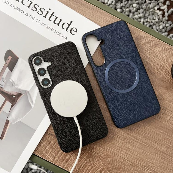 For Samsung Galaxy S25 5G CD Magsafe Magnetic Litchi Texture Phone Case(Khaki)