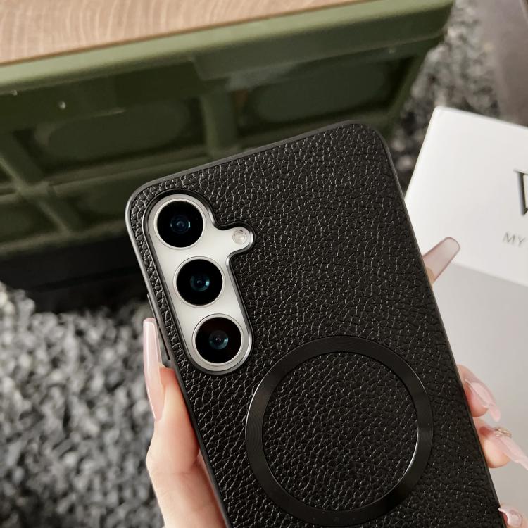 For Samsung Galaxy S25 5G CD Magsafe Magnetic Litchi Texture Phone Case(Green)