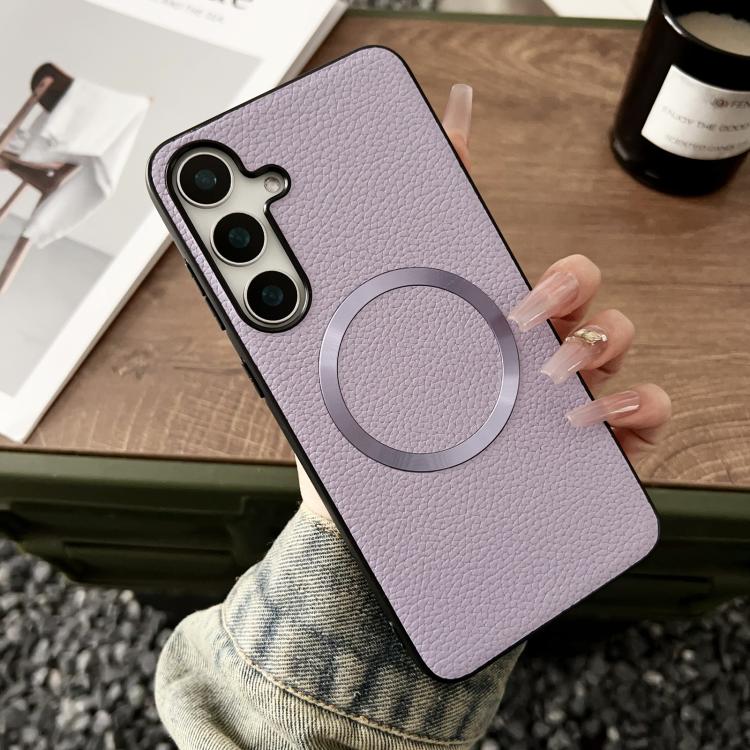 For Samsung Galaxy S25+ 5G CD Magsafe Magnetic Litchi Texture Phone Case(Purple)