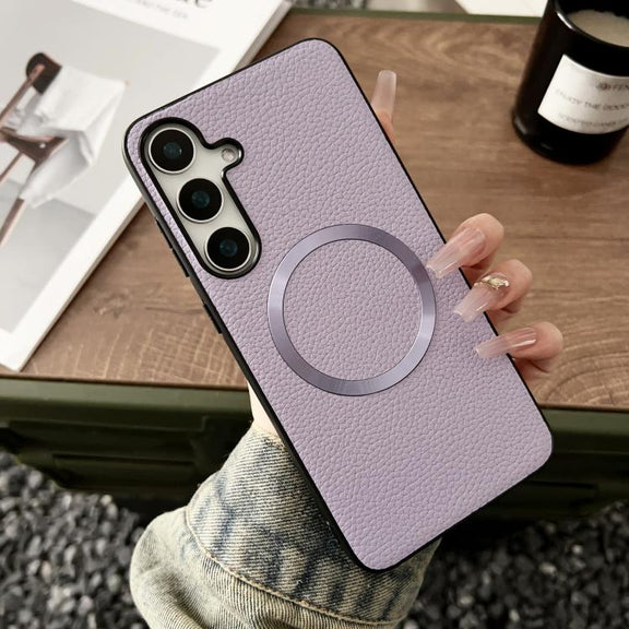 For Samsung Galaxy S25+ 5G CD Magsafe Magnetic Litchi Texture Phone Case(Purple)