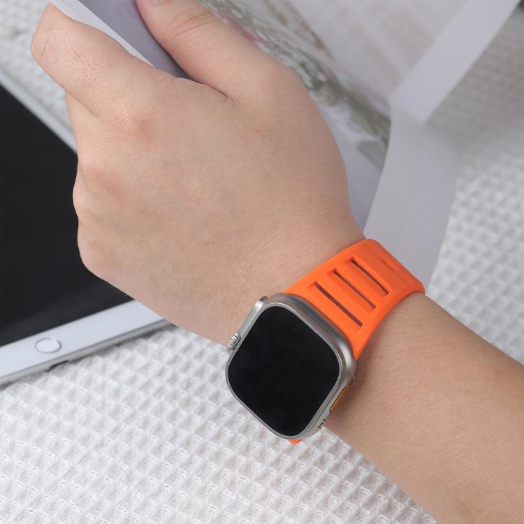 For Apple Watch 46mm / 49mm / 45mm / 44mm Single Nail Dual-Color Multi-hole Silicone Watch Band(Grey)