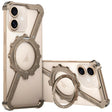 For iPhone 16 Z-shaped Frameless Metal 360 Holder MagSafe Phone Case(Desert Gold) - iPhone 16 Cases by PMc TechLife | Online Shopping South Africa | PMc TechLife | Buy Now Pay Later Mobicred