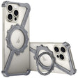 For iPhone 15 Pro Max Z-shaped Frameless Metal 360 Holder MagSafe Phone Case(Space Grey) - iPhone 15 Pro Max Cases by PMc TechLife | Online Shopping South Africa | PMc TechLife | Buy Now Pay Later Mobicred
