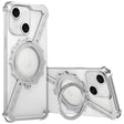 For iPhone 15 Z-shaped Frameless Metal 360 Holder MagSafe Phone Case(Space Silver) - iPhone 15 Cases by PMc TechLife | Online Shopping South Africa | PMc TechLife | Buy Now Pay Later Mobicred