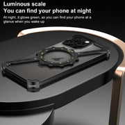 For iPhone 14 Pro Z-shaped Frameless Metal 360 Holder MagSafe Phone Case(Space Silver)