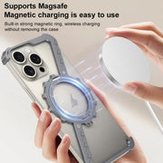 For iPhone 15 Z-shaped Frameless Metal 360 Holder MagSafe Phone Case(Space Silver)
