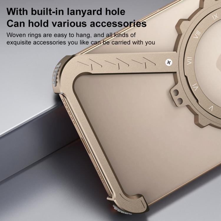 For iPhone 16 Plus Z-shaped Frameless Metal 360 Holder MagSafe Phone Case(Desert Gold)