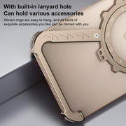 For iPhone 16 Pro Z-shaped Frameless Metal 360 Holder MagSafe Phone Case(Space Silver)