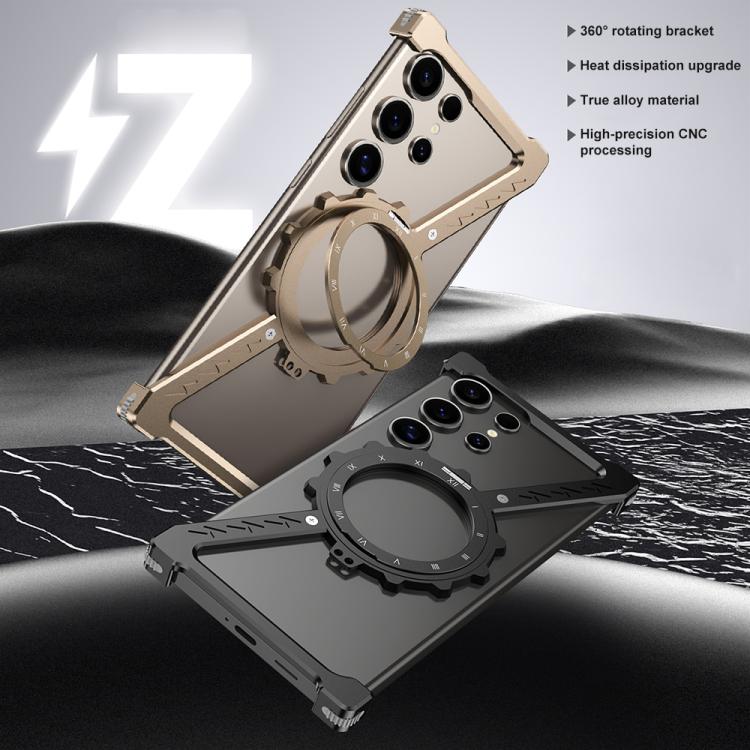 For Samsung Galaxy S22 Ultra 5G Z-shaped Frameless Metal 360 Holder MagSafe Phone Case(Space Grey)