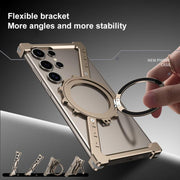 For Samsung Galaxy S22 Ultra 5G Z-shaped Frameless Metal 360 Holder MagSafe Phone Case(Space Grey)