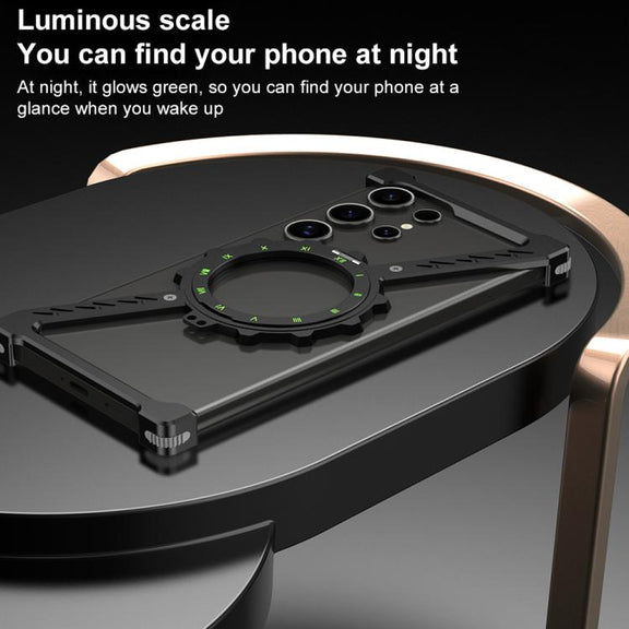 For Samsung Galaxy S22 Ultra 5G Z-shaped Frameless Metal 360 Holder MagSafe Phone Case(Space Grey)