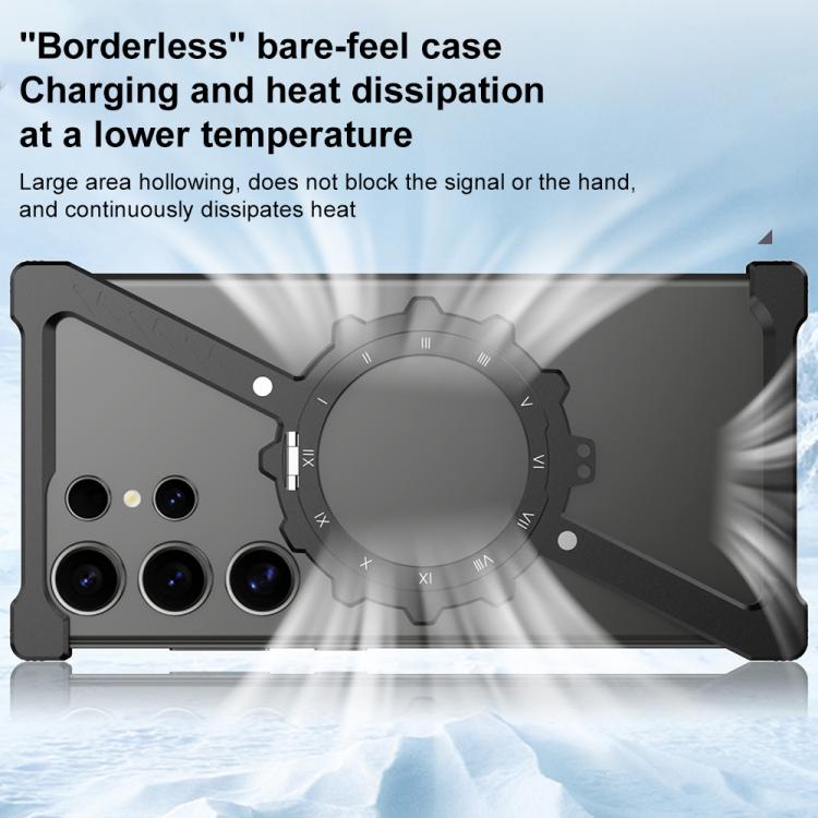 For Samsung Galaxy S22 Ultra 5G Z-shaped Frameless Metal 360 Holder MagSafe Phone Case(Space Grey)