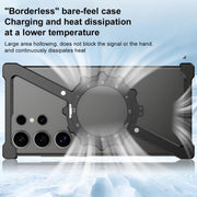 For Samsung Galaxy S22 Ultra 5G Z-shaped Frameless Metal 360 Holder MagSafe Phone Case(Space Grey)
