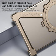 For Samsung Galaxy S22 Ultra 5G Z-shaped Frameless Metal 360 Holder MagSafe Phone Case(Space Grey)