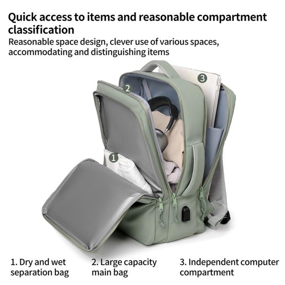 P960 Large Capacity Water Resistant Fashionable Backpack(Black)