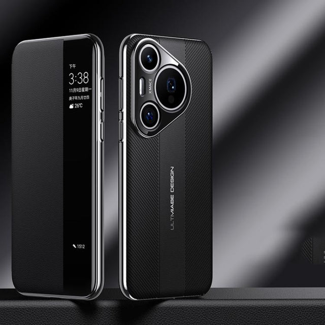 For Huawei Pura 70 Pro Smart View Window Imitation Ultimate Design Phone Case(Black)