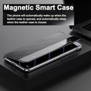 For Huawei Mate 60 Smart View Window Plain Leather Paint PC Phone Case(Black)