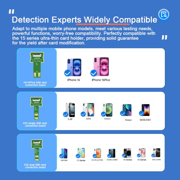 JCID V1S Pro / V1SE SIM Card Holder Testing Set for iPhone 5-16 / Android SIM + TF Card