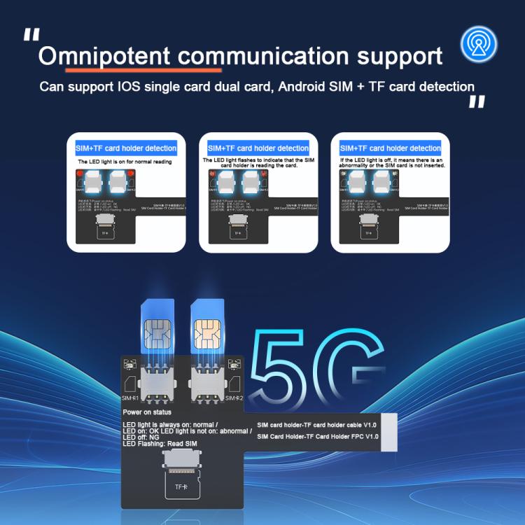 JCID V1S Pro / V1SE SIM Card Holder Testing Set for iPhone 5-16 / Android SIM + TF Card