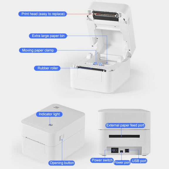 HPRT D35 Computer Version Express Electronic Waybill Printer, Plug:US Plug(White)