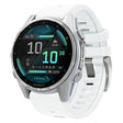 For Garmin Fenix 8 AMOLED 43mm Silver Steel Buckle Quick Release Silicone Watch Band(White) - free shipping - PMC TechLife - Order now!