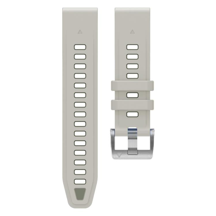 For Garmin Fenix 8 AMOLED 43mm Silver Steel Buckle Quick Release Silicone Watch Band(Sand Gray)