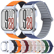 For Redmi Watch 5 / Watch 4 Metal Silver Frame Integrated I-shaped Magnetic Silicone Watch Band(Black)