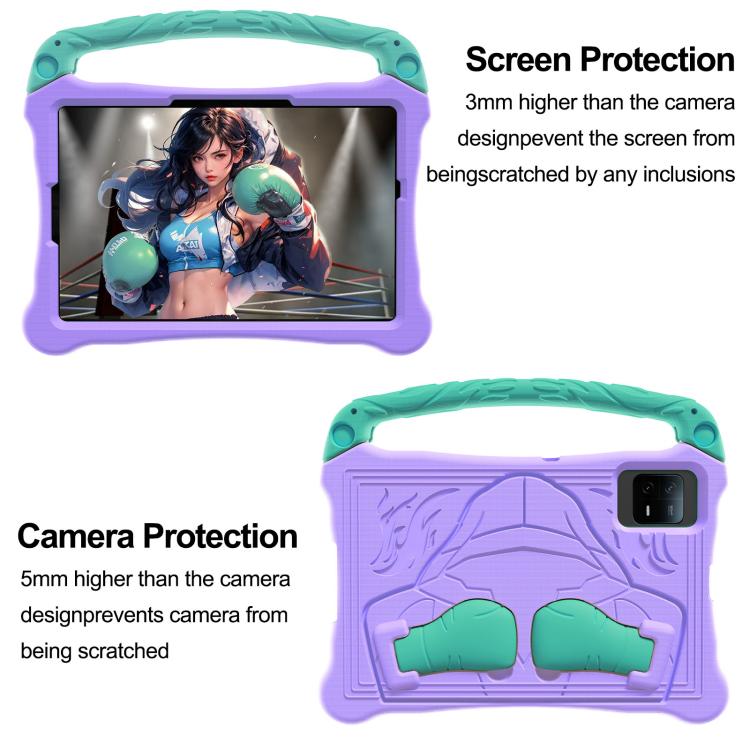 For Huawei MatePad SE 11 2024 Boxing Series Kickstand EVA Shockproof Tablet Case with Shoulder Strap(Purple Mint)