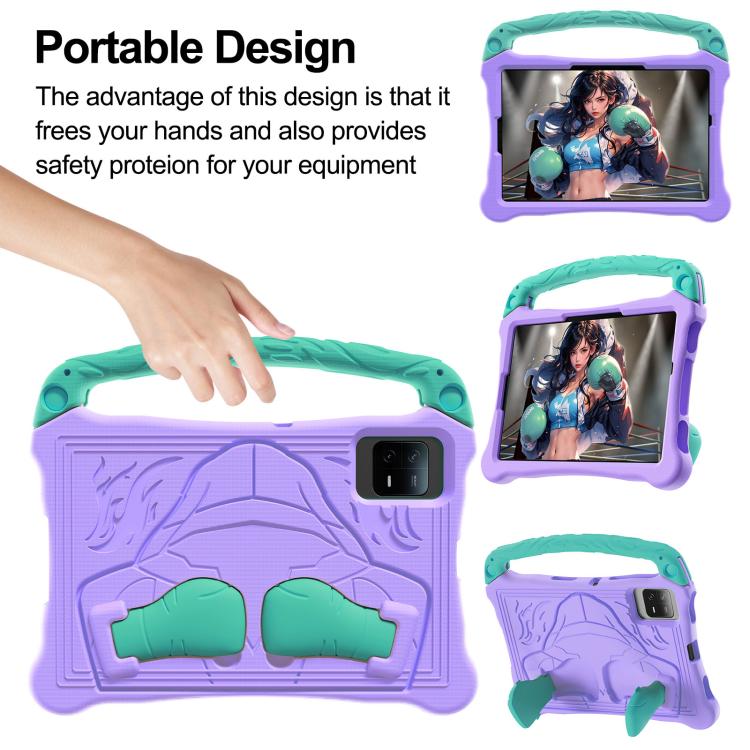 For Huawei MatePad SE 11 2024 Boxing Series Kickstand EVA Shockproof Tablet Case with Shoulder Strap(Purple Mint)