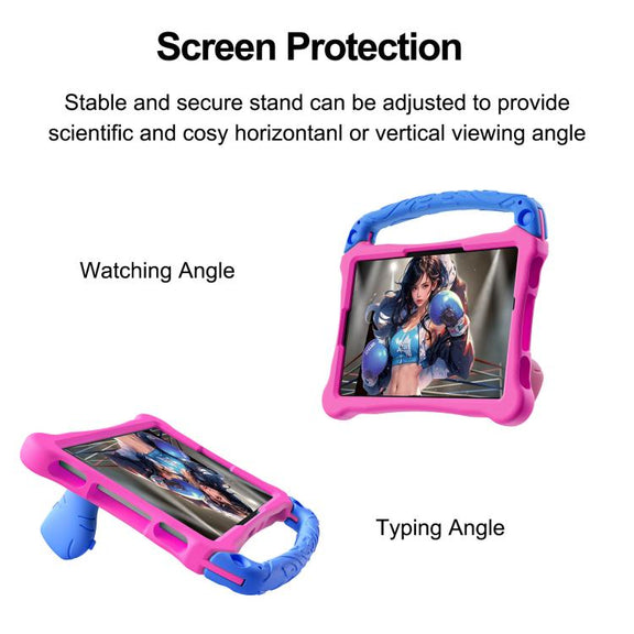 For Honor Pad X8a 11 inch Boxing Series Kickstand EVA Shockproof Tablet Case with Shoulder Strap(Rose Red Blue)
