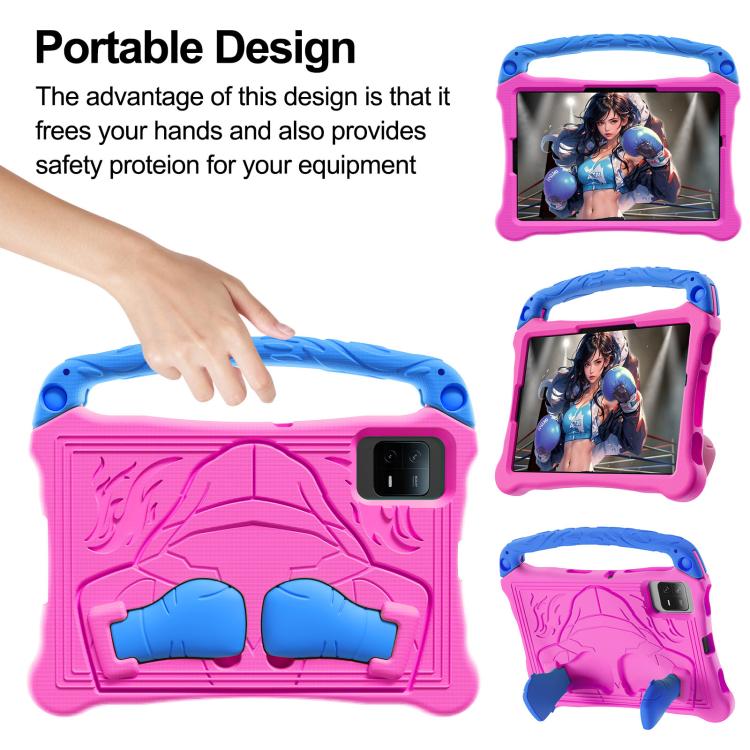 For Honor Pad X8a 11 inch Boxing Series Kickstand EVA Shockproof Tablet Case with Shoulder Strap(Rose Red Blue)