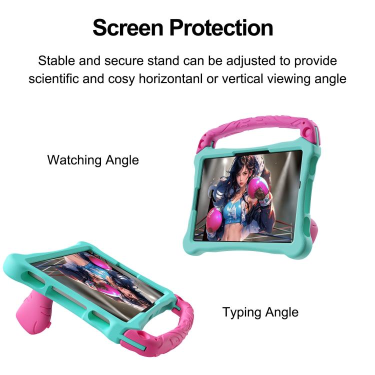 For Honor Tablet V7 11 inch Boxing Series Kickstand EVA Shockproof Tablet Case with Shoulder Strap(Mint Rose Red)