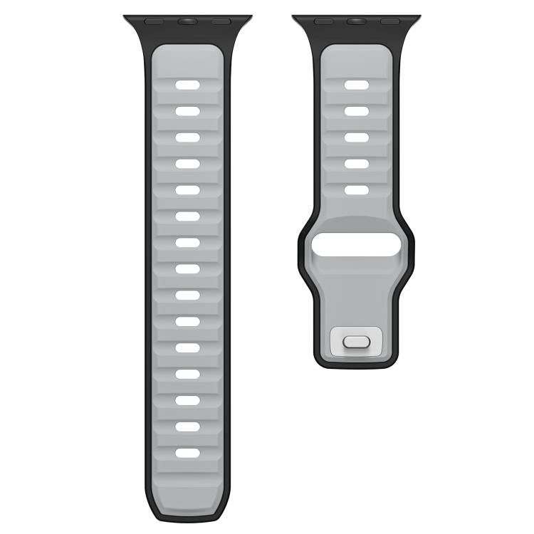 For Apple Watch 42mm / 41mm / 40mm / 38mm Norman Buckle Two-color Silicone Watch Band(Light Grey Black)