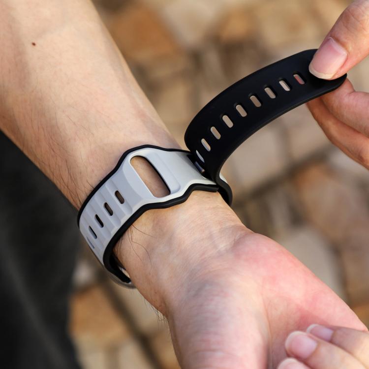 For Apple Watch 46mm / 49mm / 45mm / 44mm Norman Buckle Two-color Silicone Watch Band(Light Grey Black)