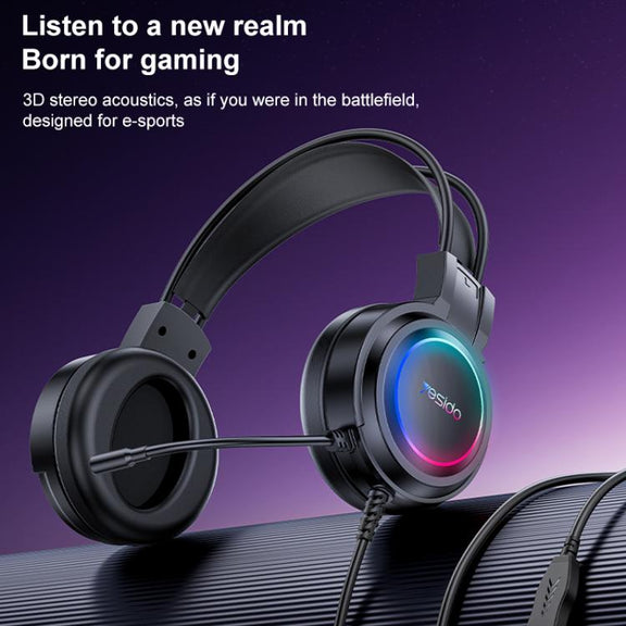 Yesido EK05 USB Wired RGB Light Gaming Headset with Mic, Cable length: 1.2m(Black)