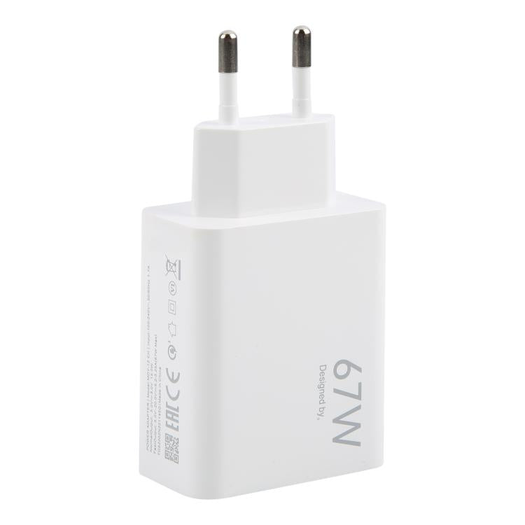 67W USB Fast Charger with 1m USB to Type-C Cable, Plug Type:EU Plug(White)