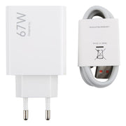 67W USB Fast Charger with 1m USB to Type-C Cable, Plug Type:EU Plug(White)
