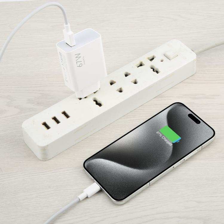 67W USB Fast Charger with 1m USB to Type-C Cable, Plug Type:EU Plug(White)