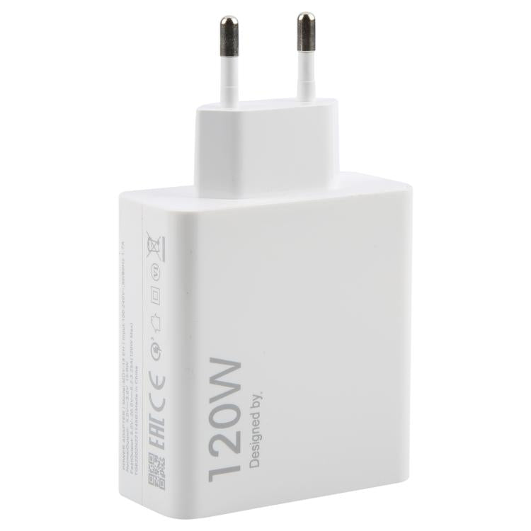 120W USB Fast Charger with 1m USB to Type-C Cable, Plug Type:EU Plug(White)