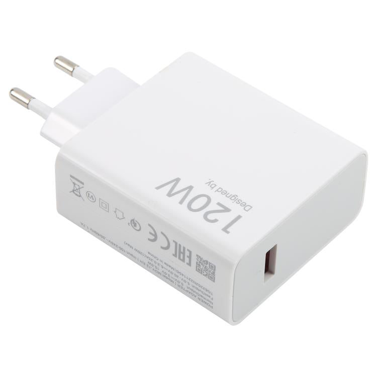 120W USB Fast Charger with 1m USB to Type-C Cable, Plug Type:EU Plug(White)
