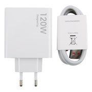 120W USB Fast Charger with 1m USB to Type-C Cable, Plug Type:EU Plug(White)